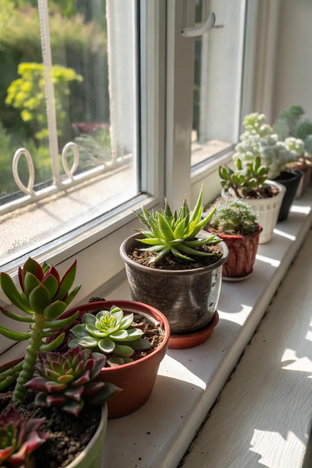 Bring desert charm indoors using succulent windowsills.