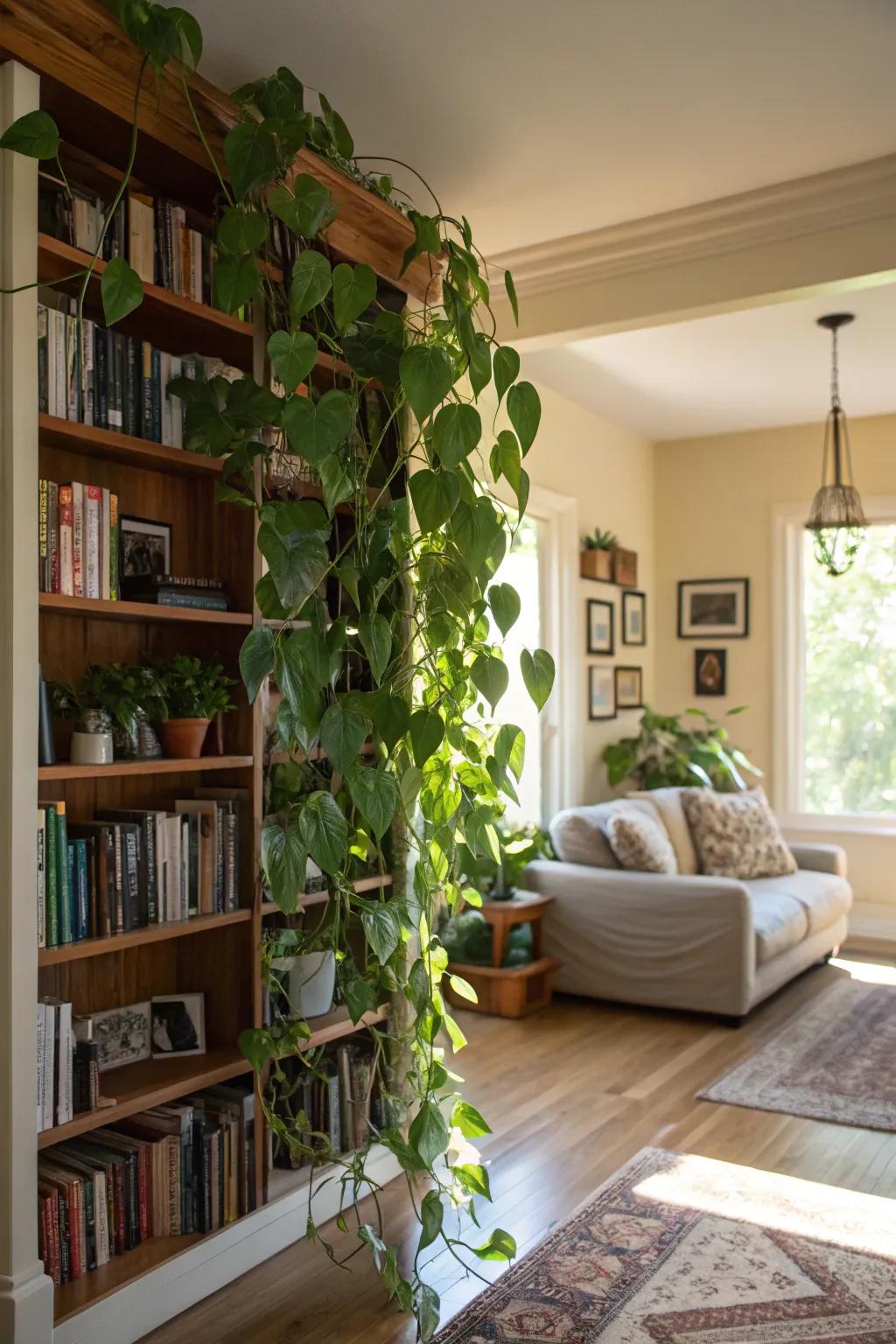 Inject freshness into lounges with trailing emerald vines.