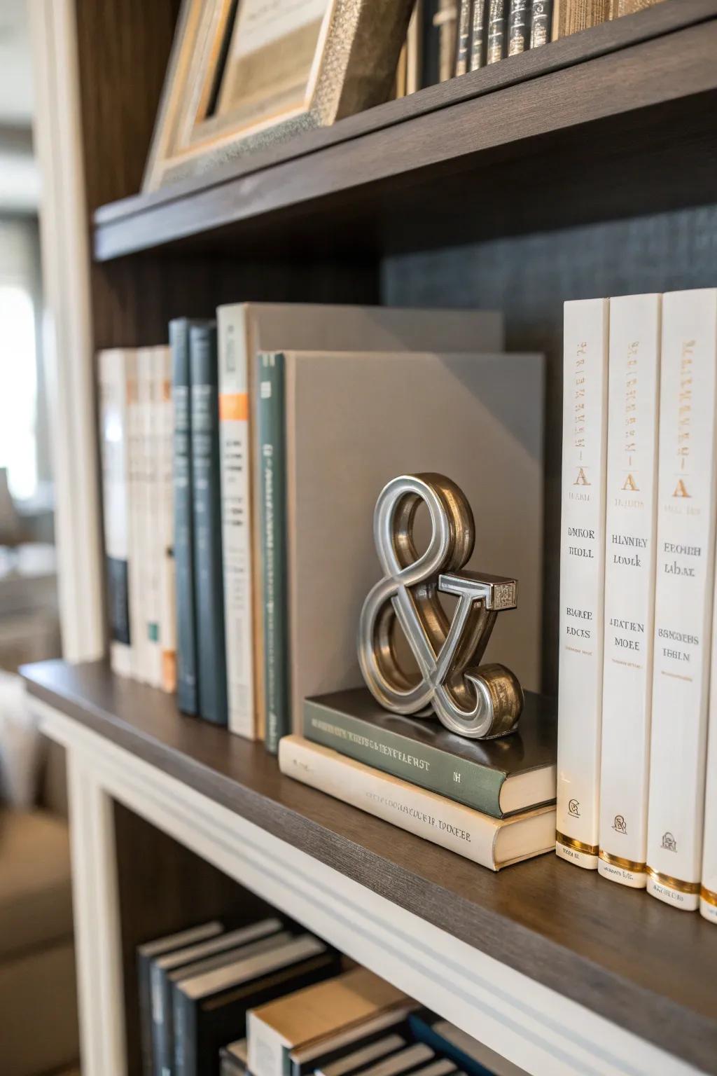 Add elegance utilizing metallic initial bookends.