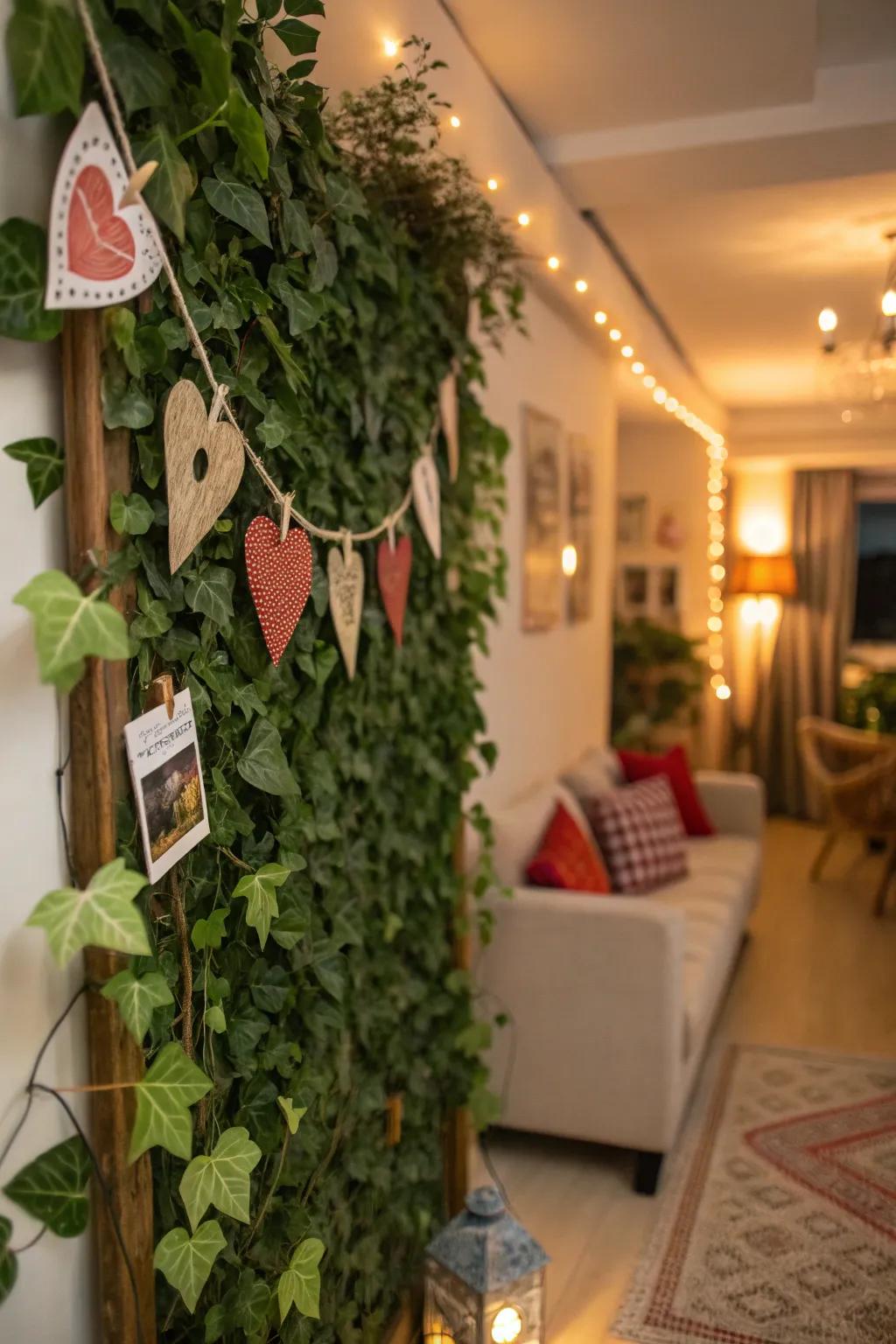 A personalized ivy wall displaying individual inventiveness and distinctive panache.
