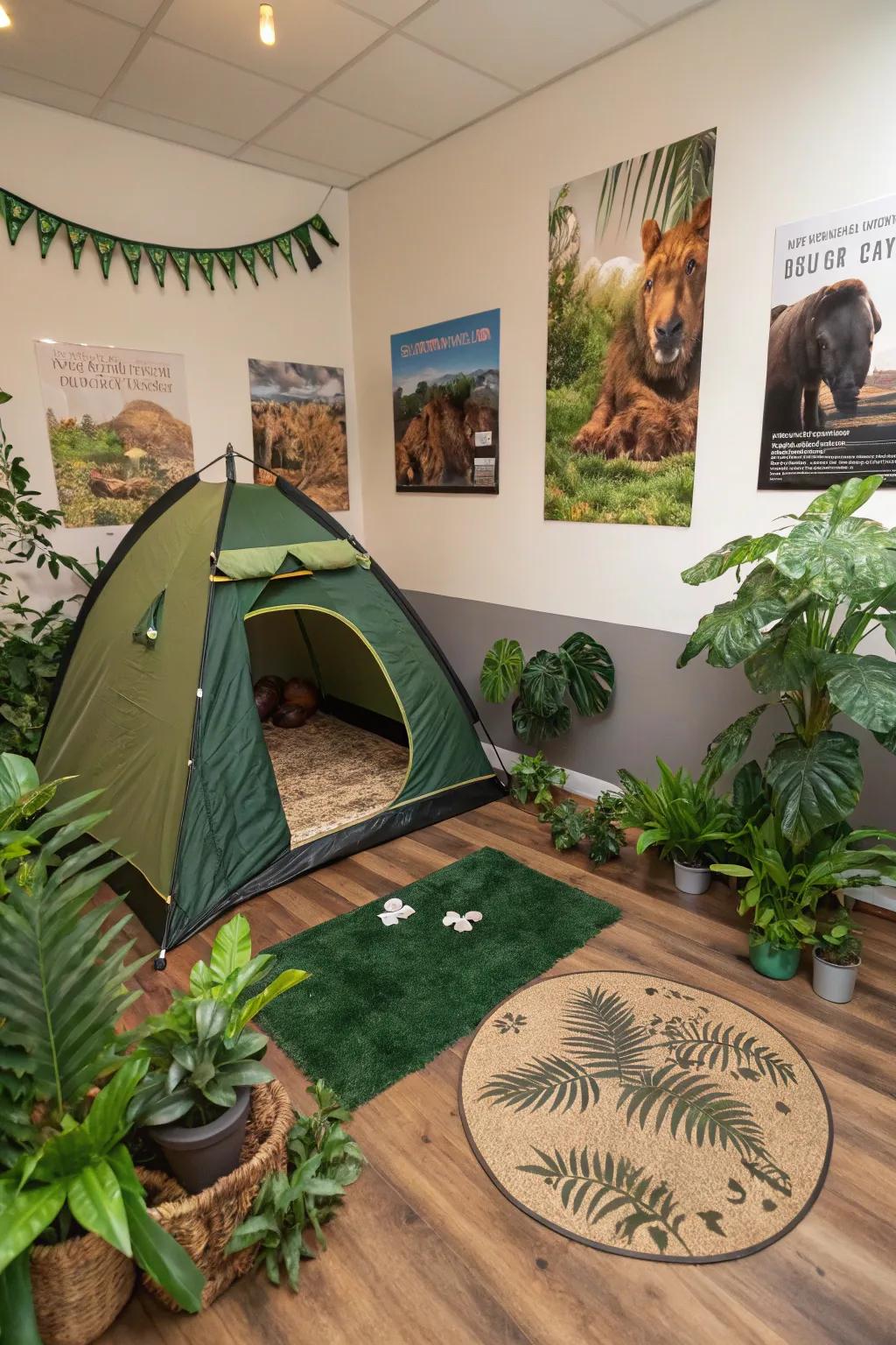 Inventive furnishing layouts can make the space feel like a jungle adventure.
