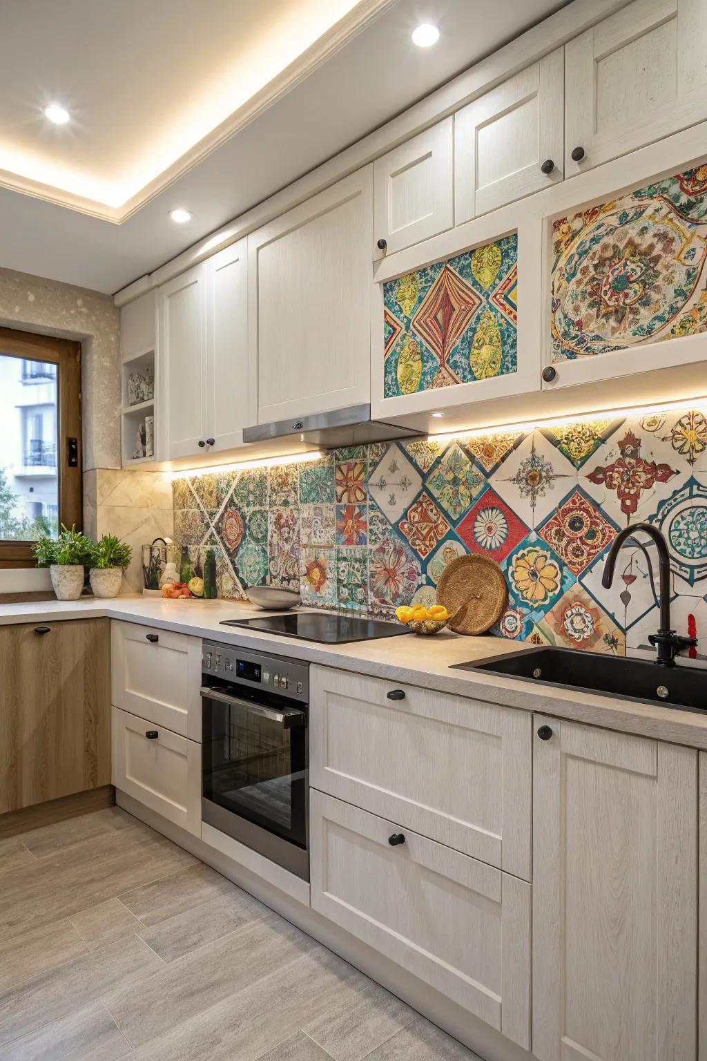 A splash zone serving as a focal element in the kitchen.