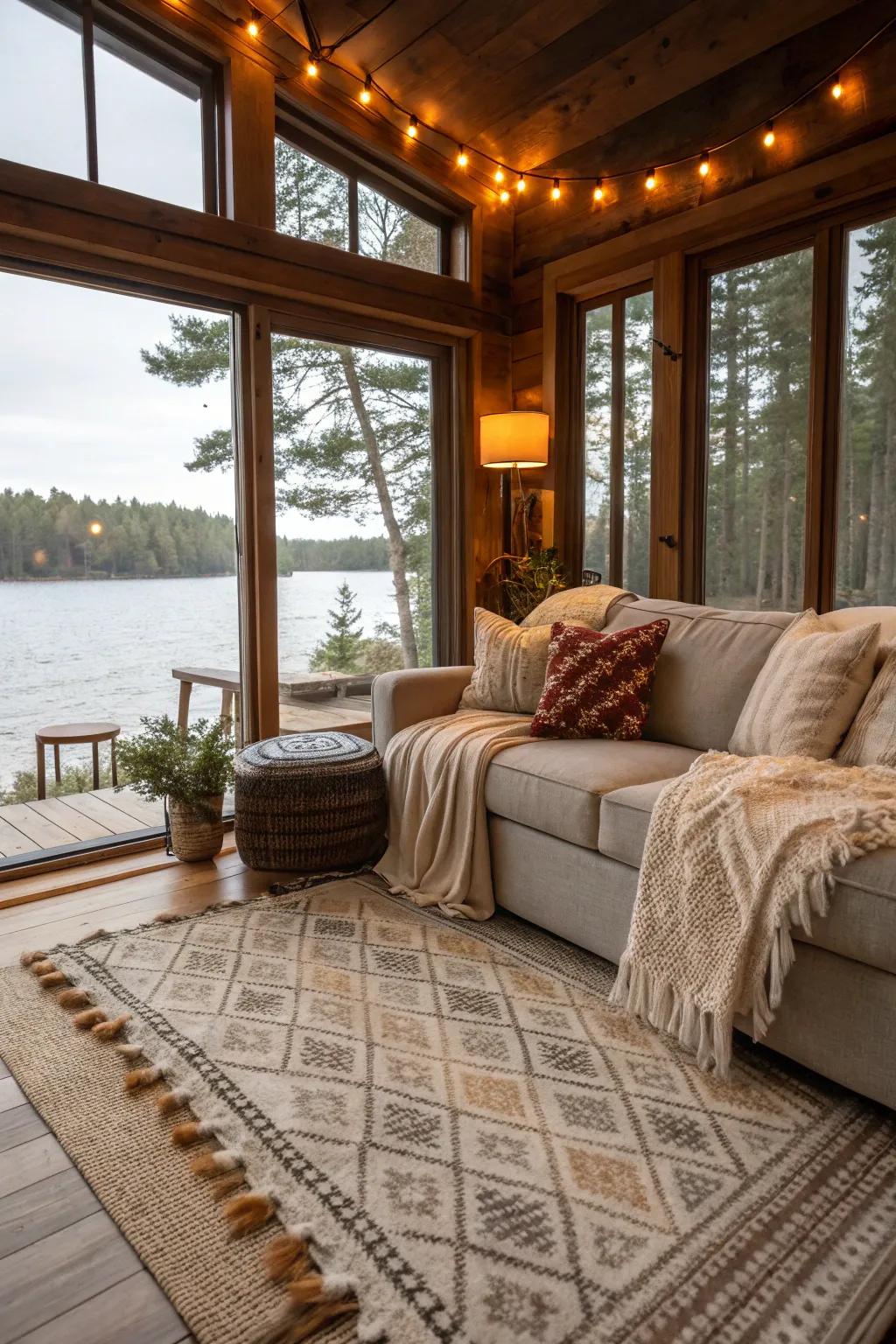 Layering textures enriches the atmosphere with warmth and comfort.