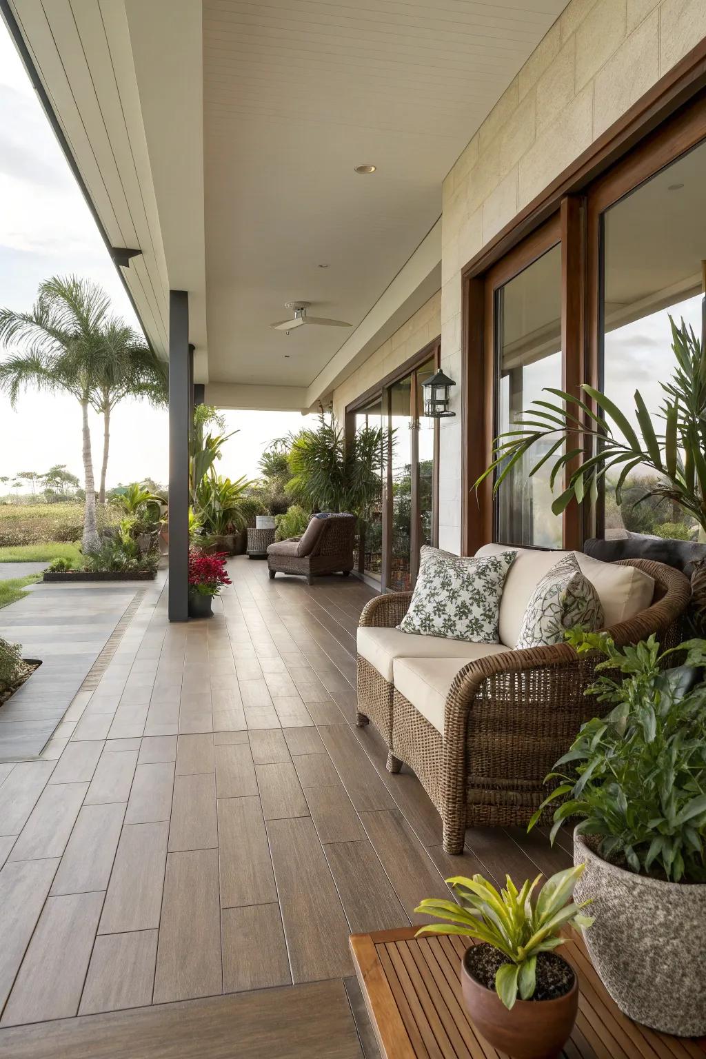 Seamless flooring enhances the indoor-outdoor connection.