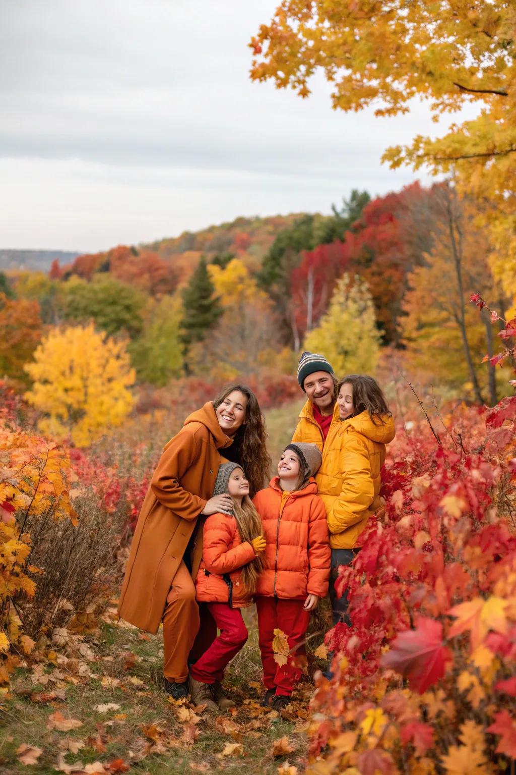 Autumnal tints like scorched orange and honey enhance the seasonal scene.