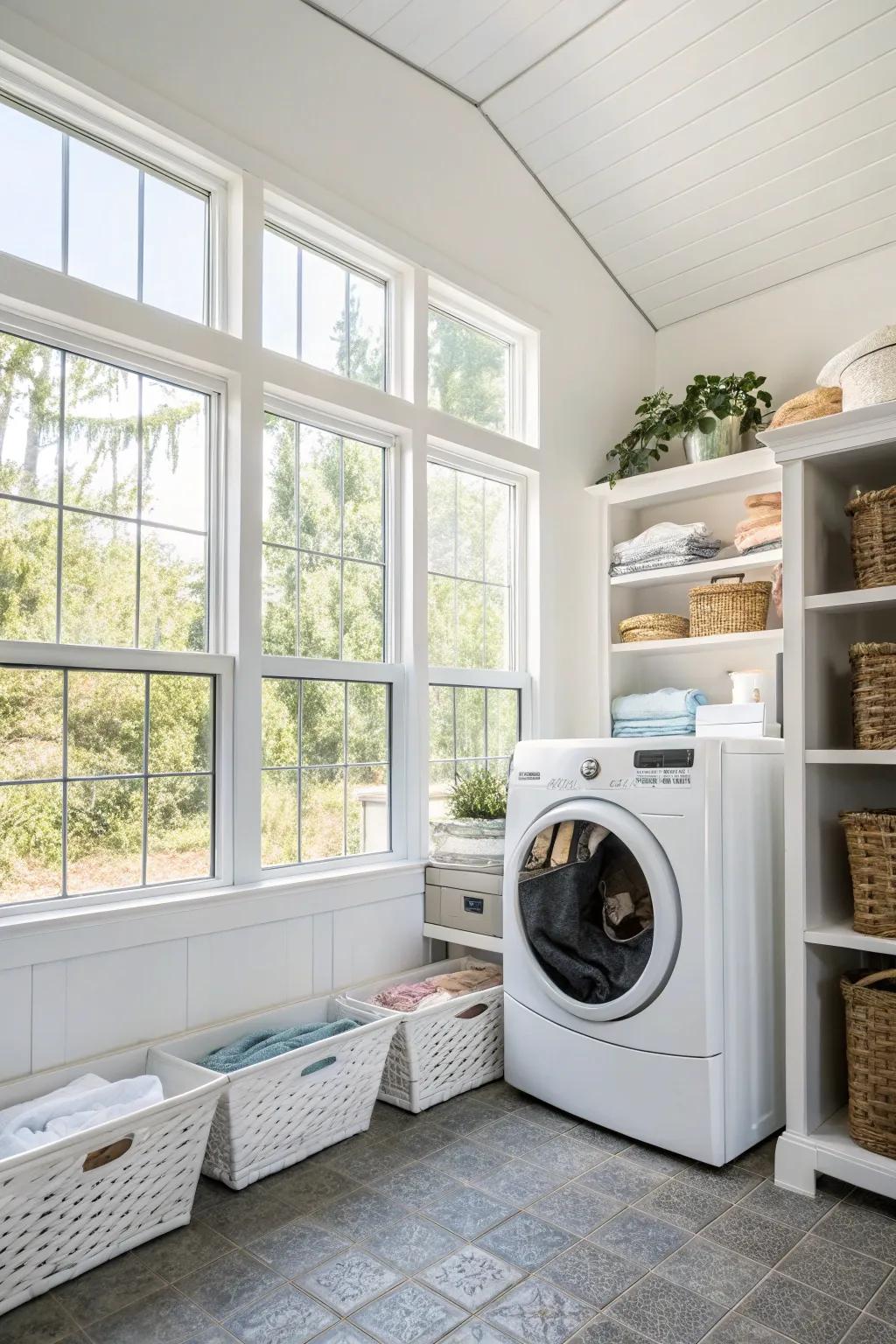 Natural light uplifts the ambiance of your washing space.