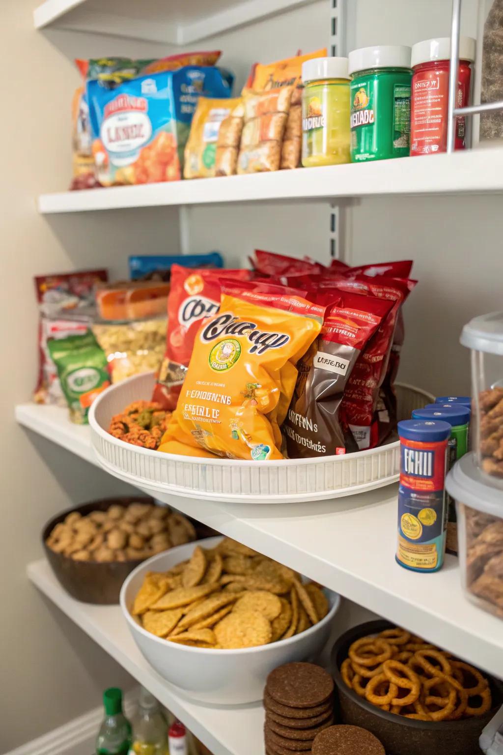Organize snacks effectively with a dedicated spin organizer.
