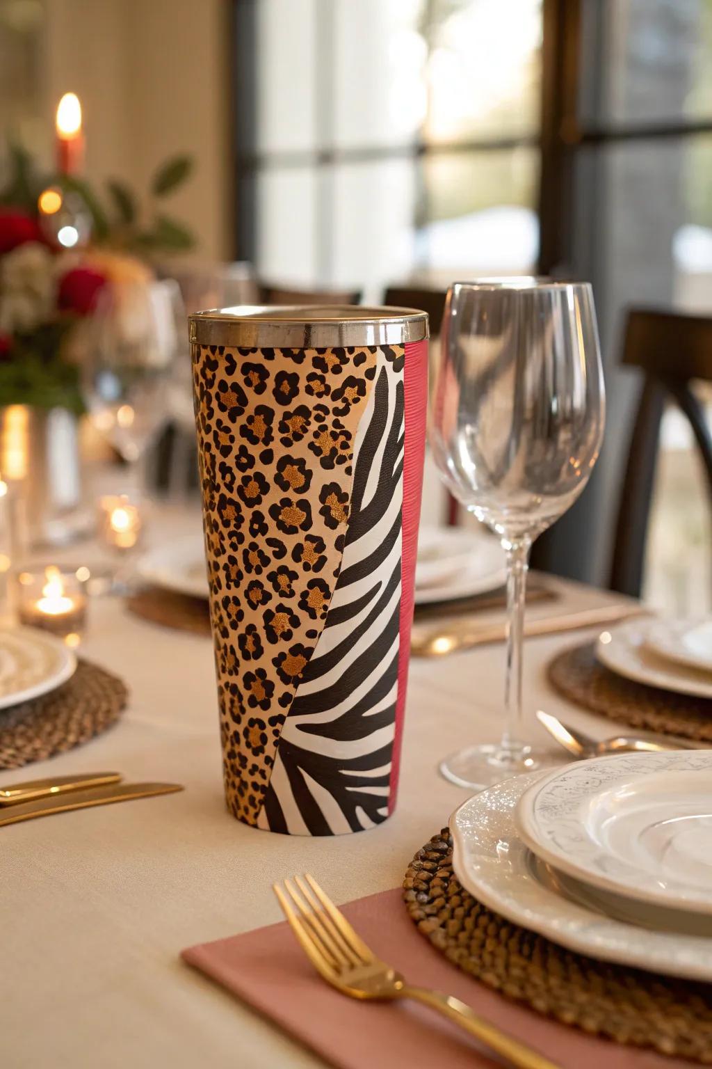 Command attention with a vibrant fusion of untamed patterns adorning your mug.