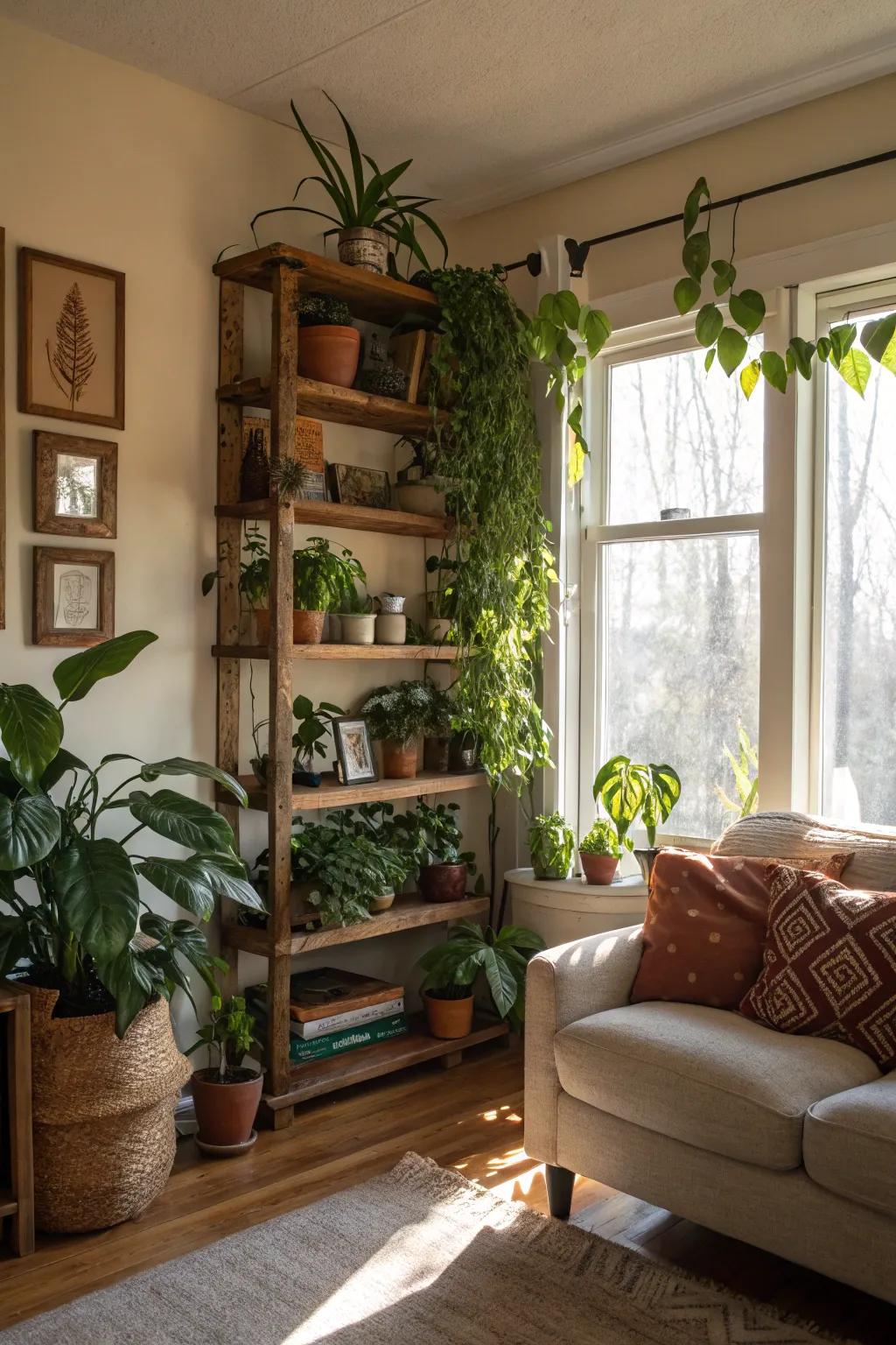 Greenery breathes vitality into farmhouse decor.