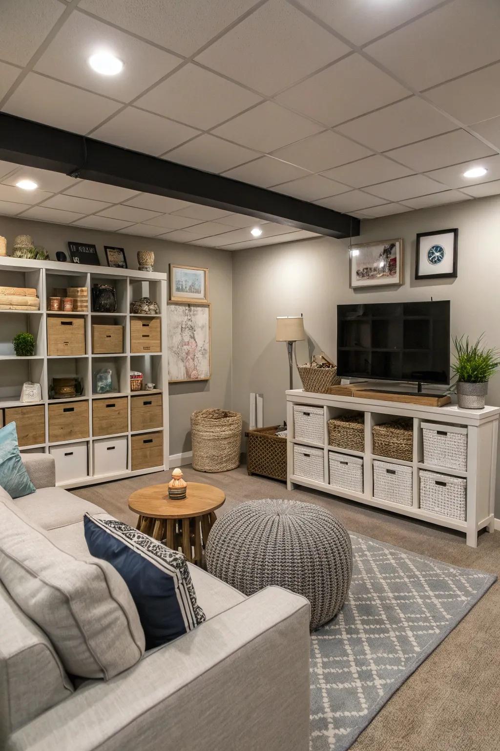 Furnishings that have multiple uses maximize use without overcrowding the area.