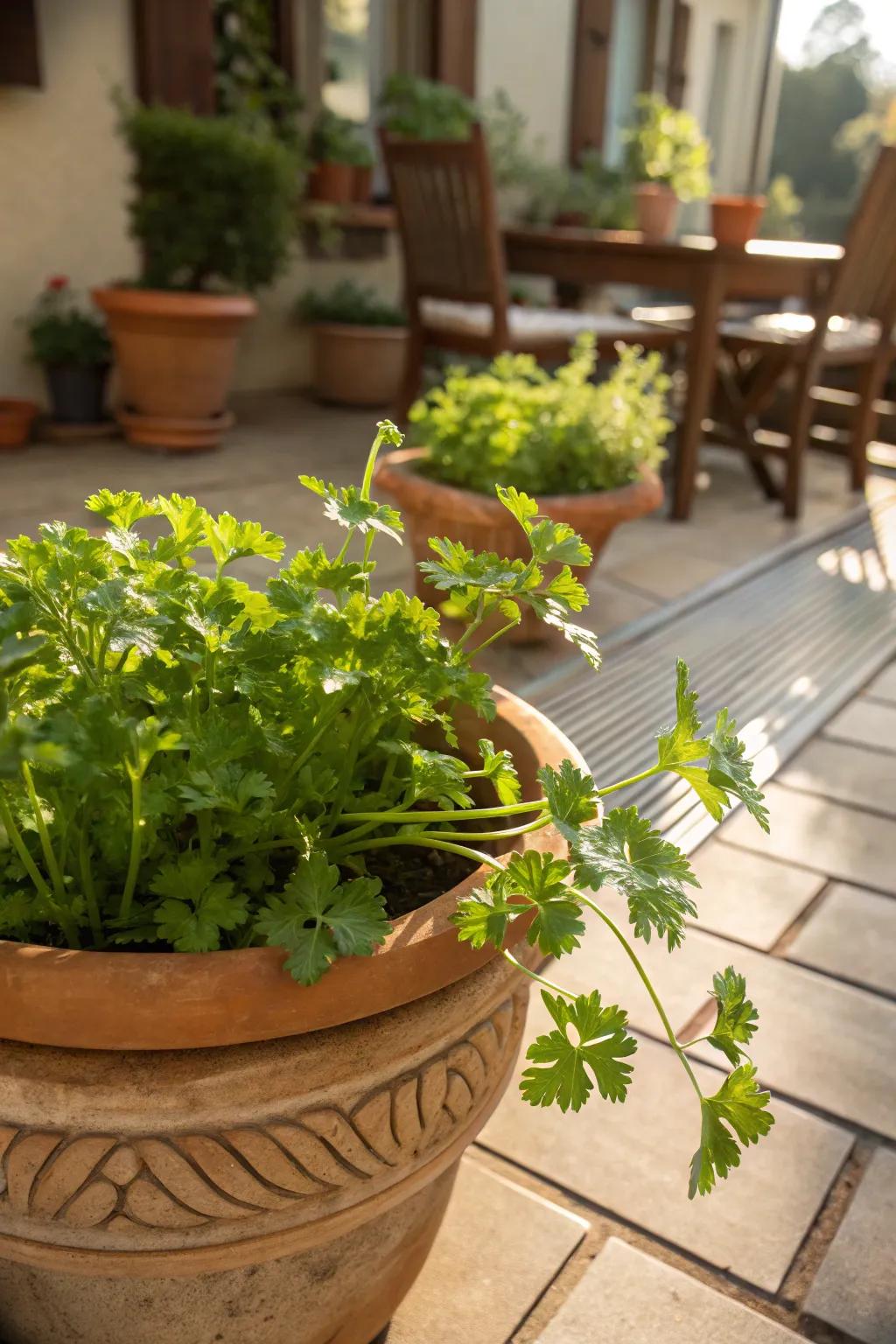 Leafy Greens adding a fresh green touch in full sun.