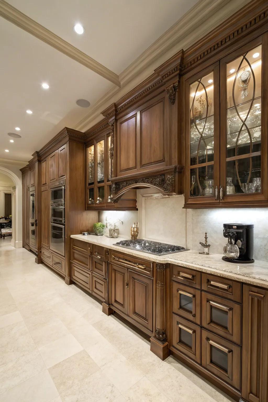 Custom cabinetry offers elegance and functionality.