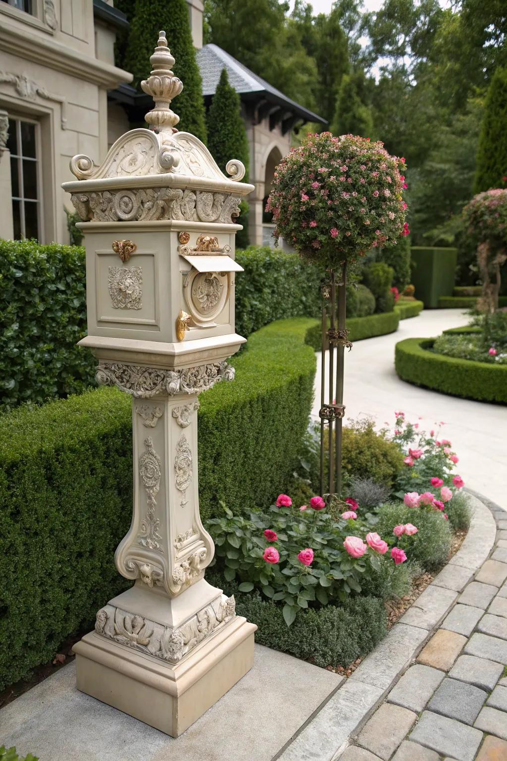 Ornate mailbox stands add a hint of elegance to any home.