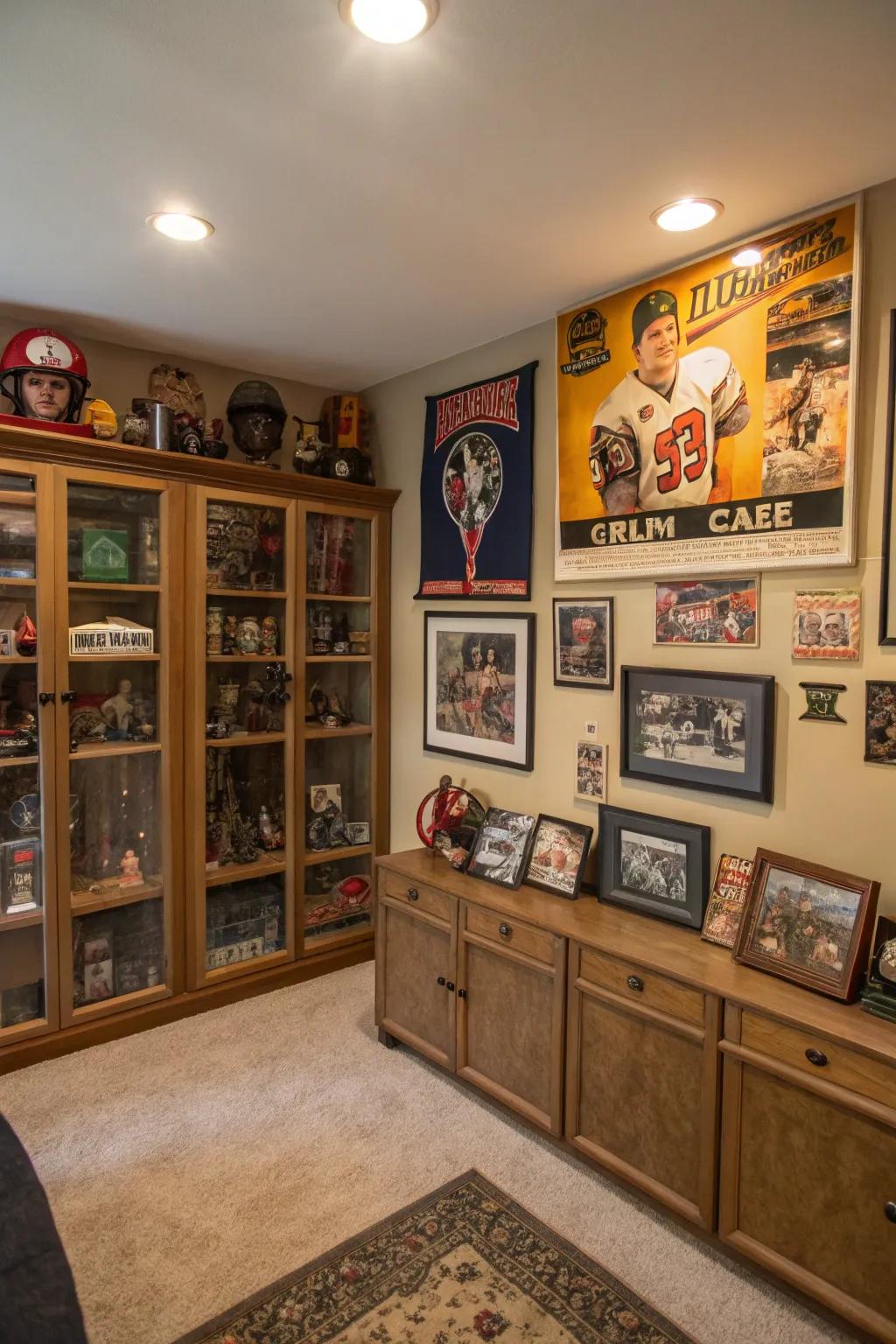 Art and treasures display showing off personal passions.