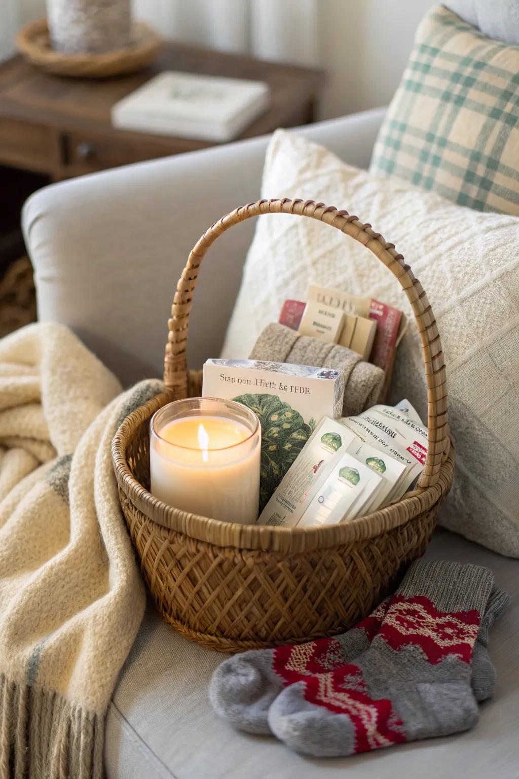 A pampering May basket for a calming evening at your residence.
