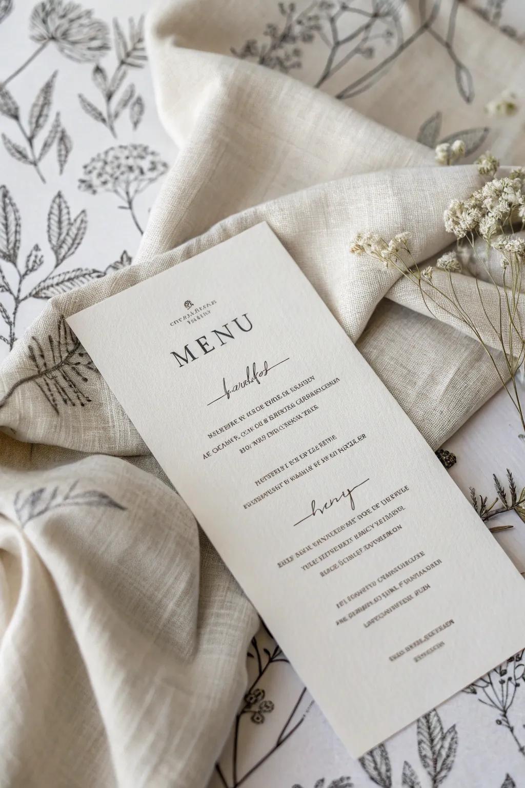 Delicate patterns offer an understated elegance to your menu.