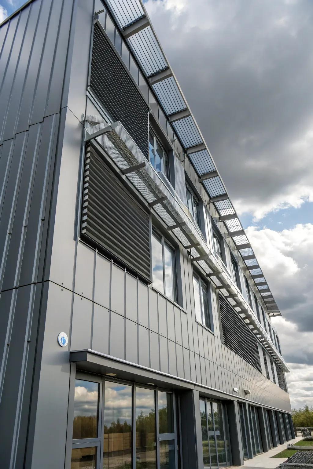 Useful components like shading devices enhance this alloy facing.