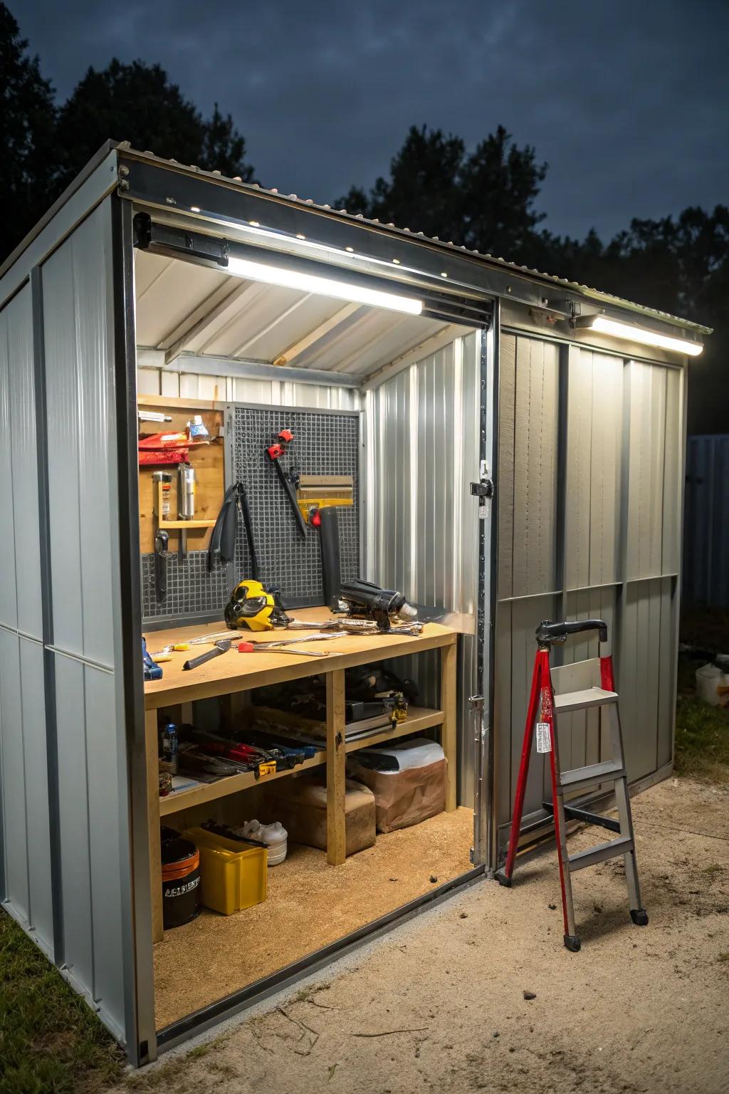 A fold-away table turns your shed into a flexible workspace.