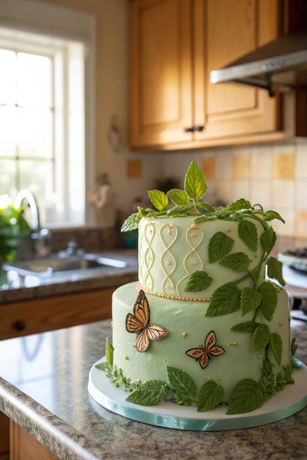 A seafoam confection featuring organic components for a whimsical element.