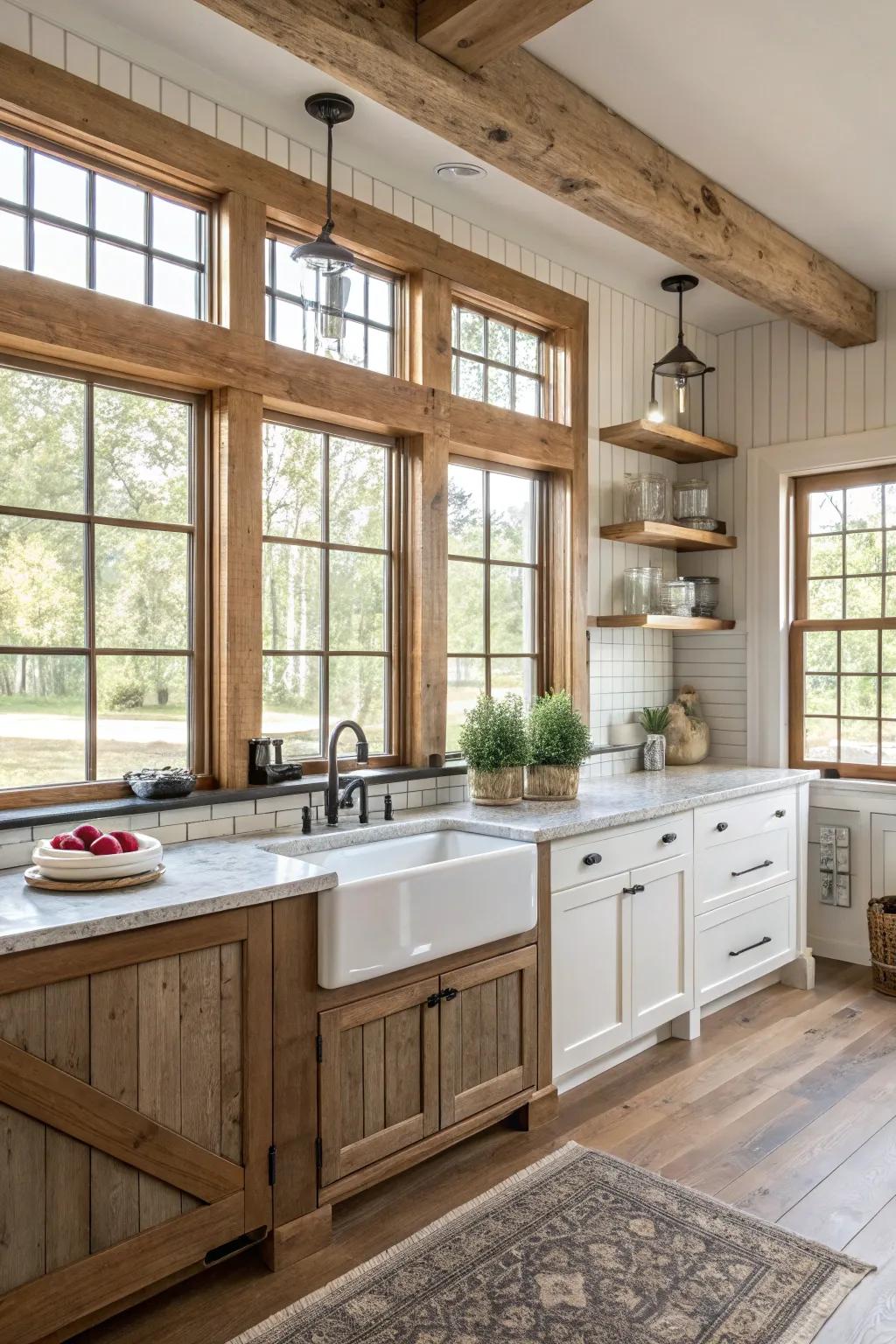 Smooth coordination of window outlining in the room theme.