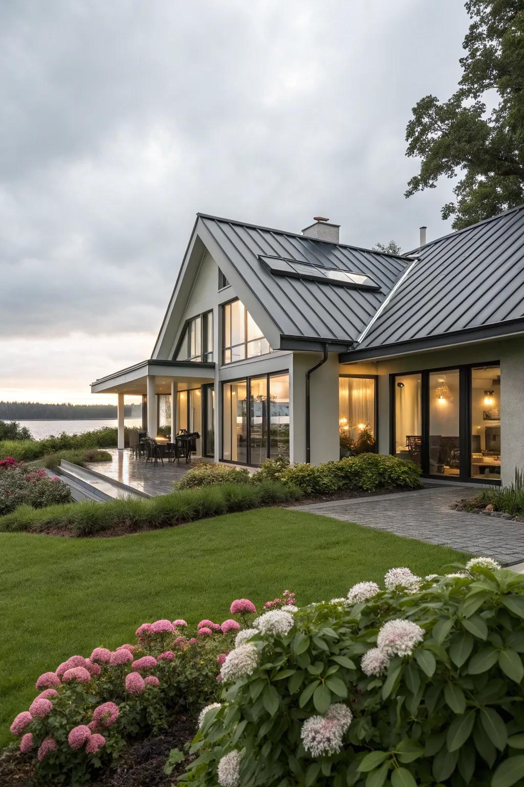 Metal roofs provide a stylish and durable option for modern homes.