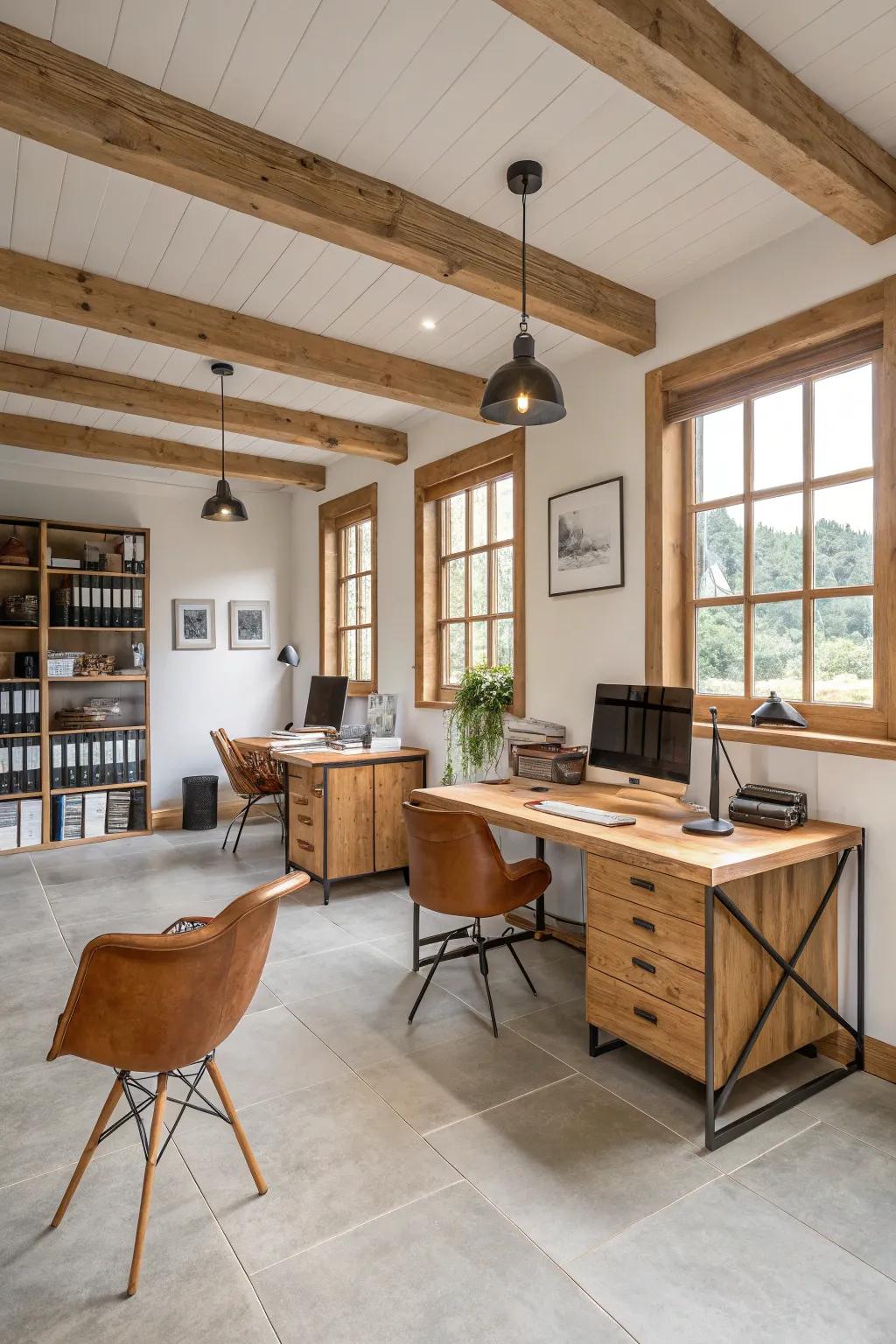 Uncluttered furnishings make certain a clean and efficient office area.