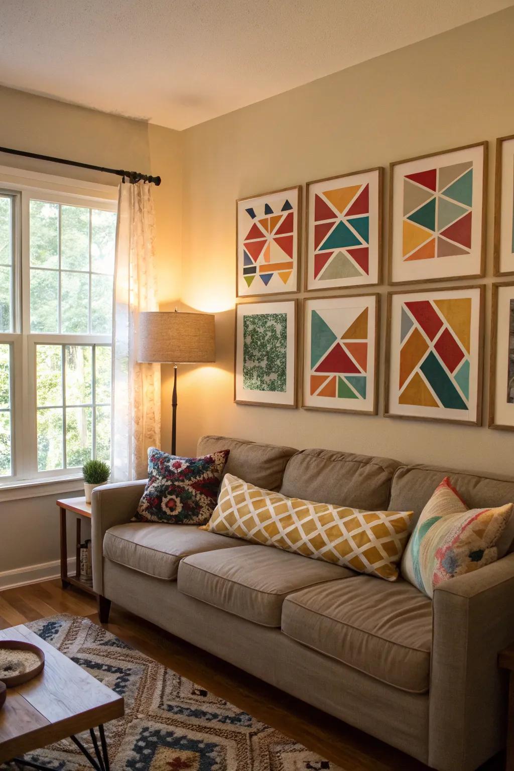 Shapes art keeps it fresh and modern.