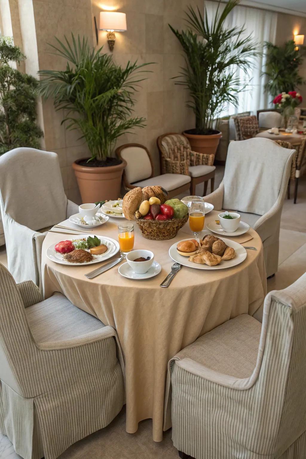 Comfortable seating complemented by coordinated decor completes the look.