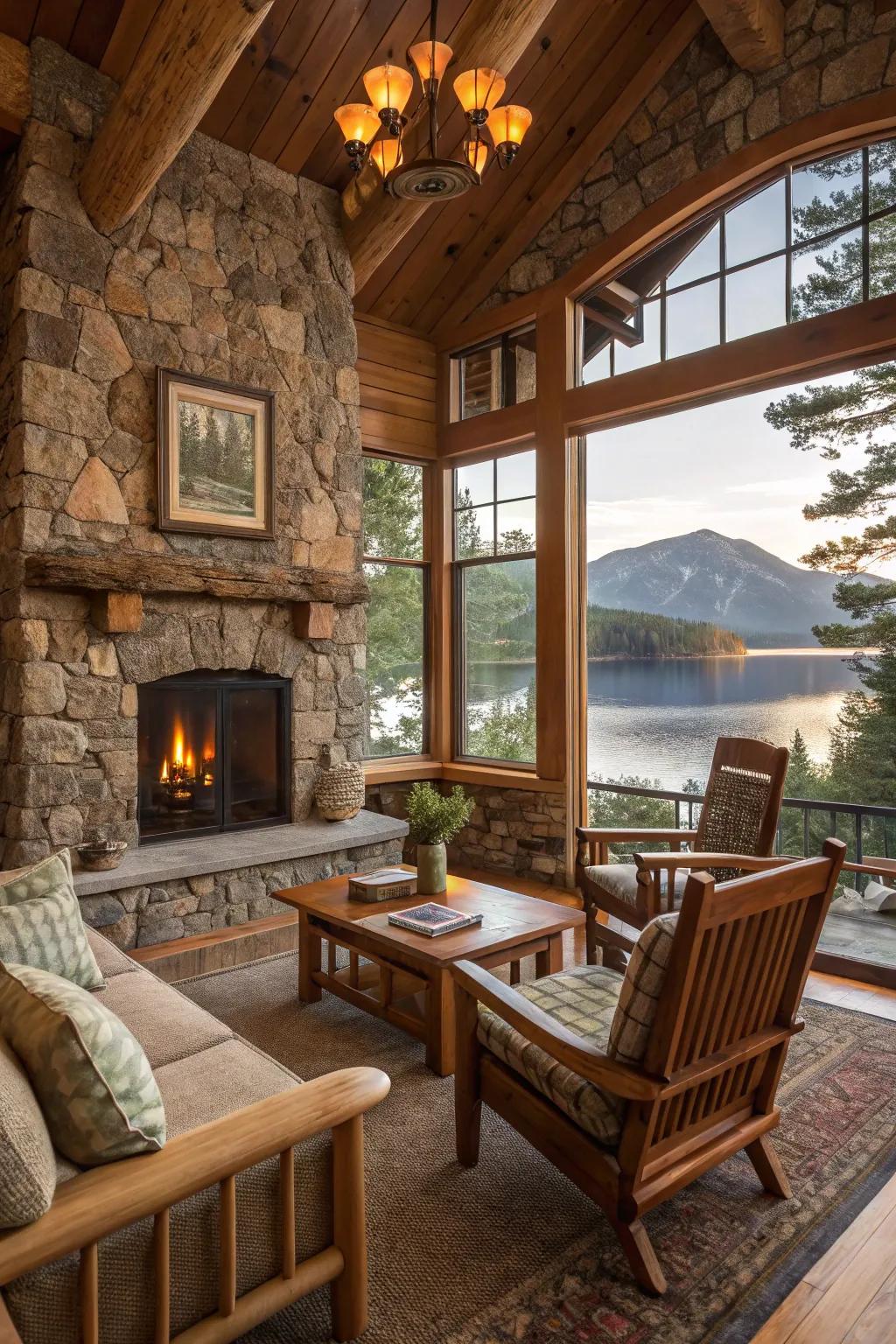 Natural materials that mirror the neighboring landscape.