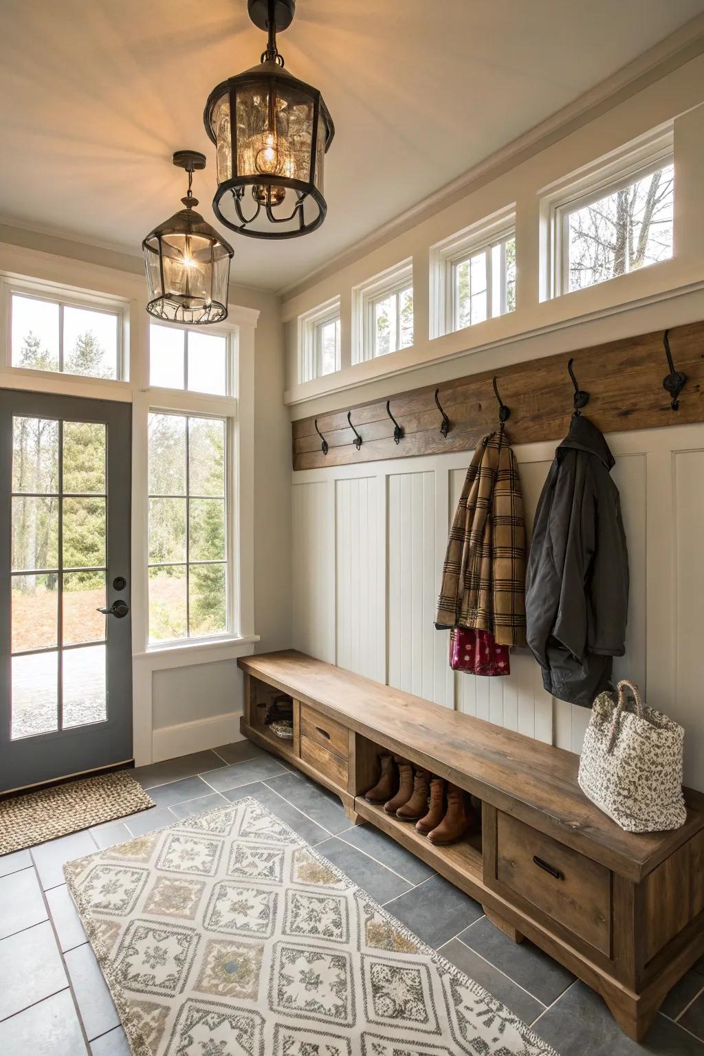 An entryway illuminated with natural light and elegant fixtures for a welcoming ambiance.