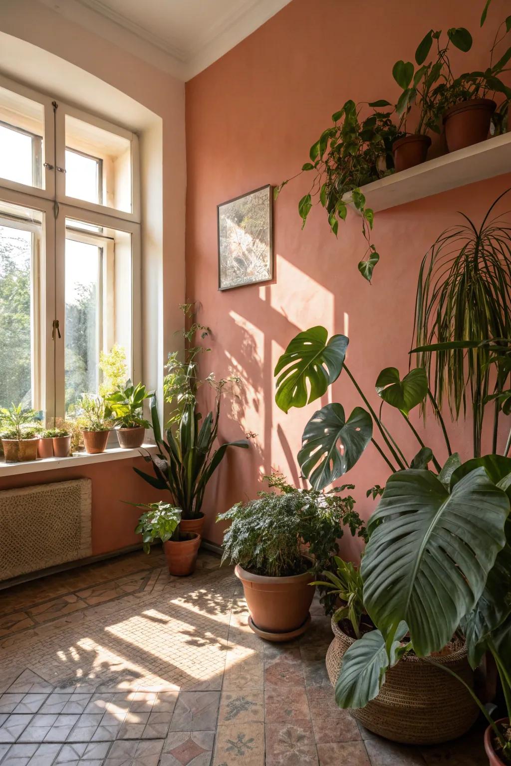 House plants amplify the earthy vibe of organic coatings.