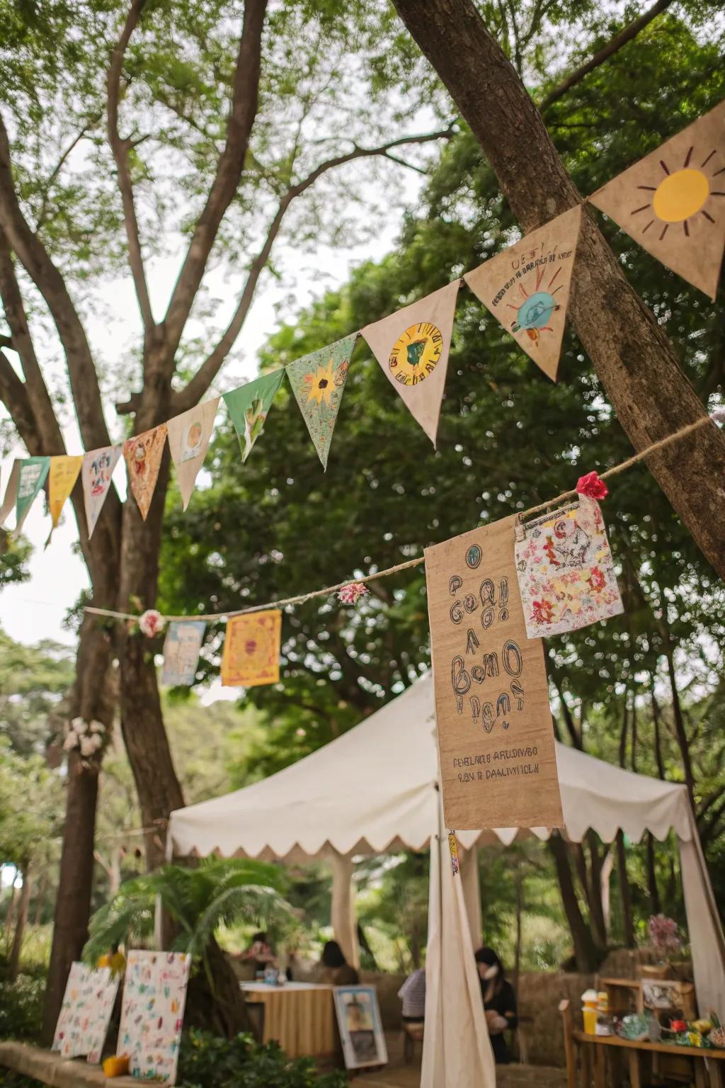 Unique decorations using do-it-yourself banners.