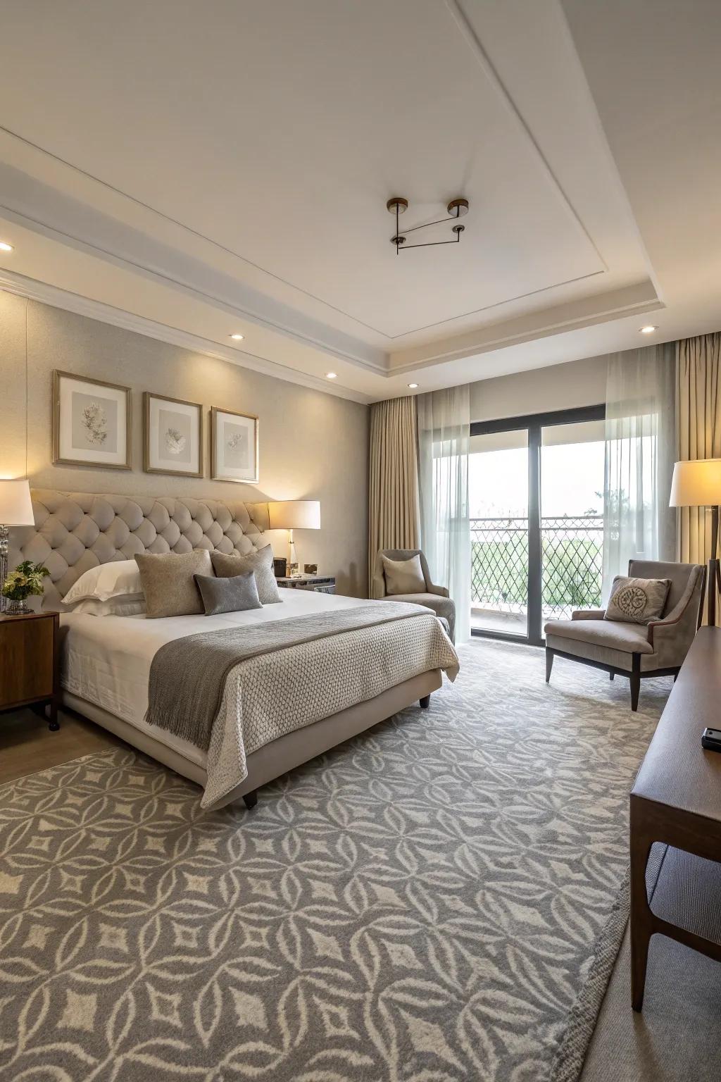 Understated designs in carpets add a touch of beauty and interest.