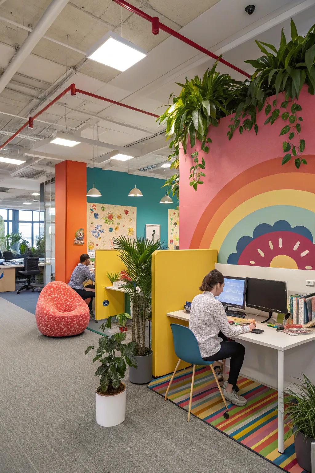 Bright shades energize and personalize office areas.