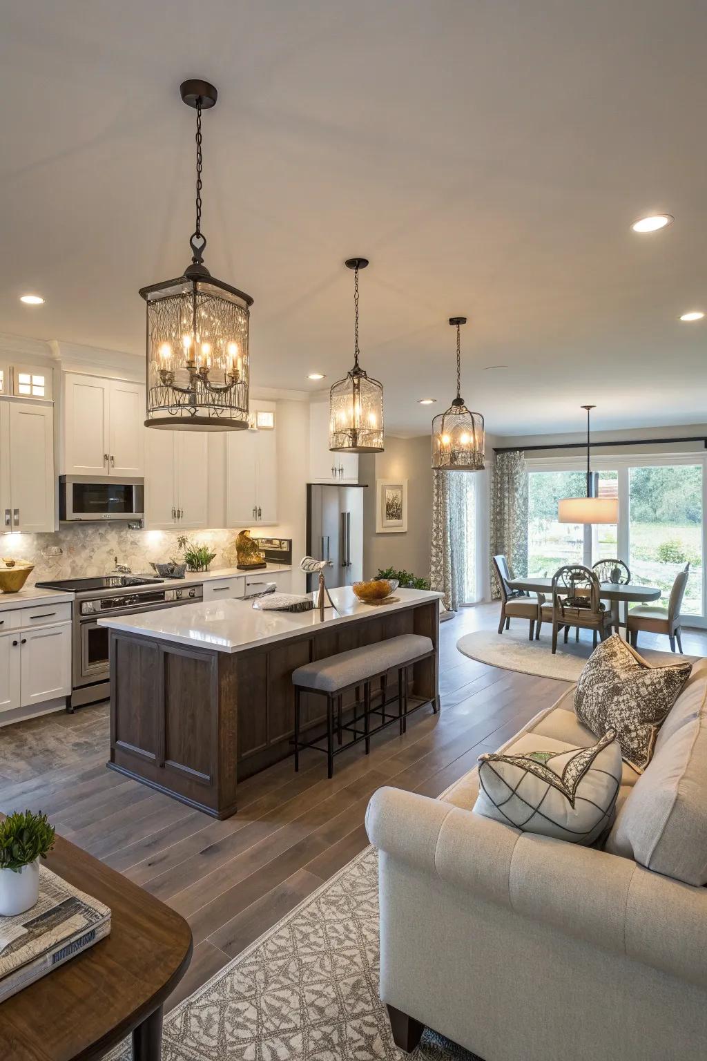 Dapper illumination fixtures infuse sophistication and practicality into open spaces.
