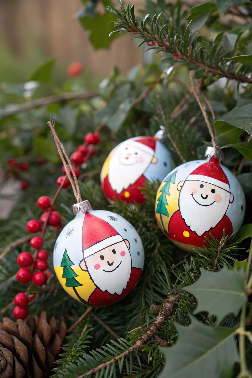 Festive gnome baubles contribute a whimsical element to any tree.