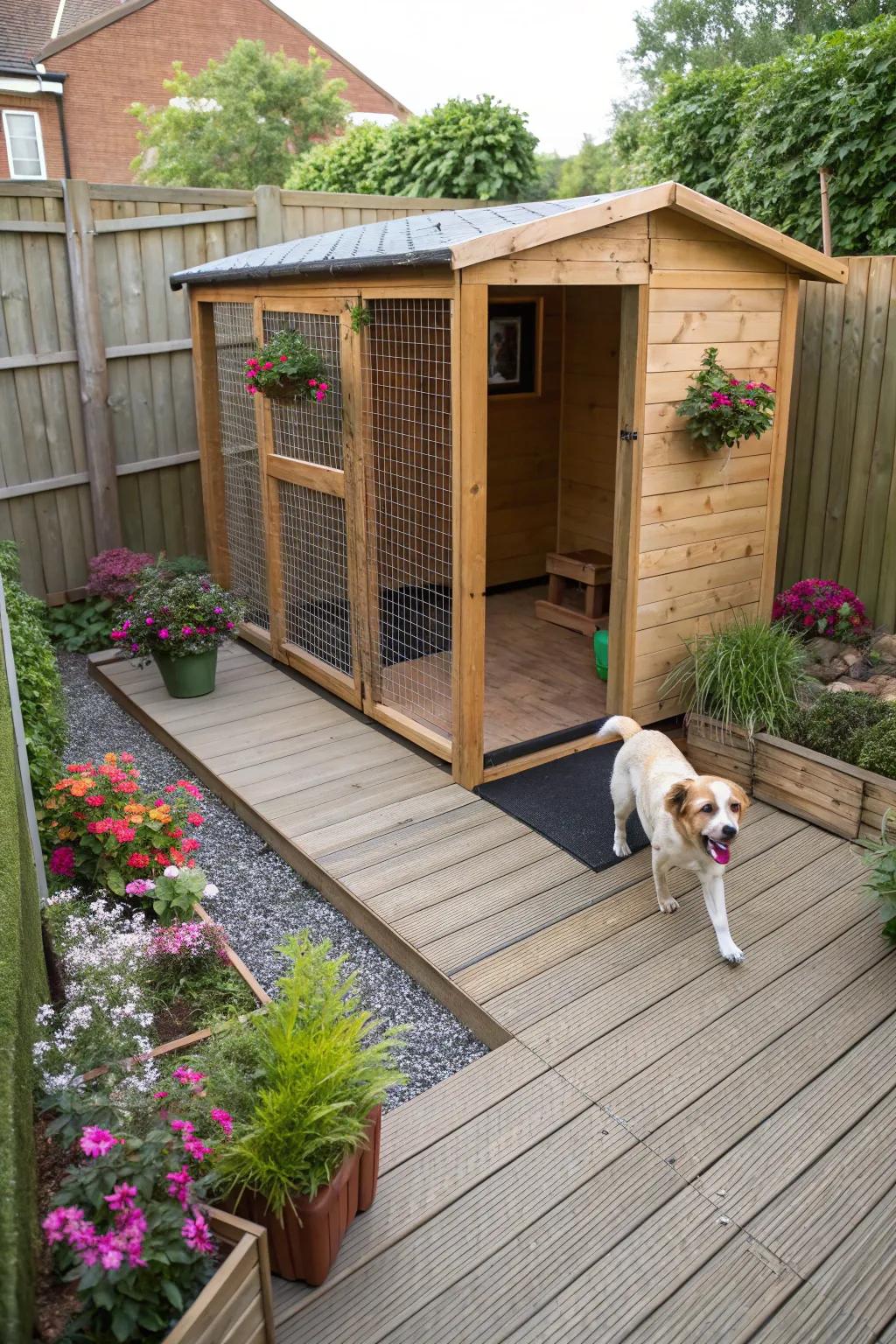 Kennel planking exhibits flexibility and supports sanitation.