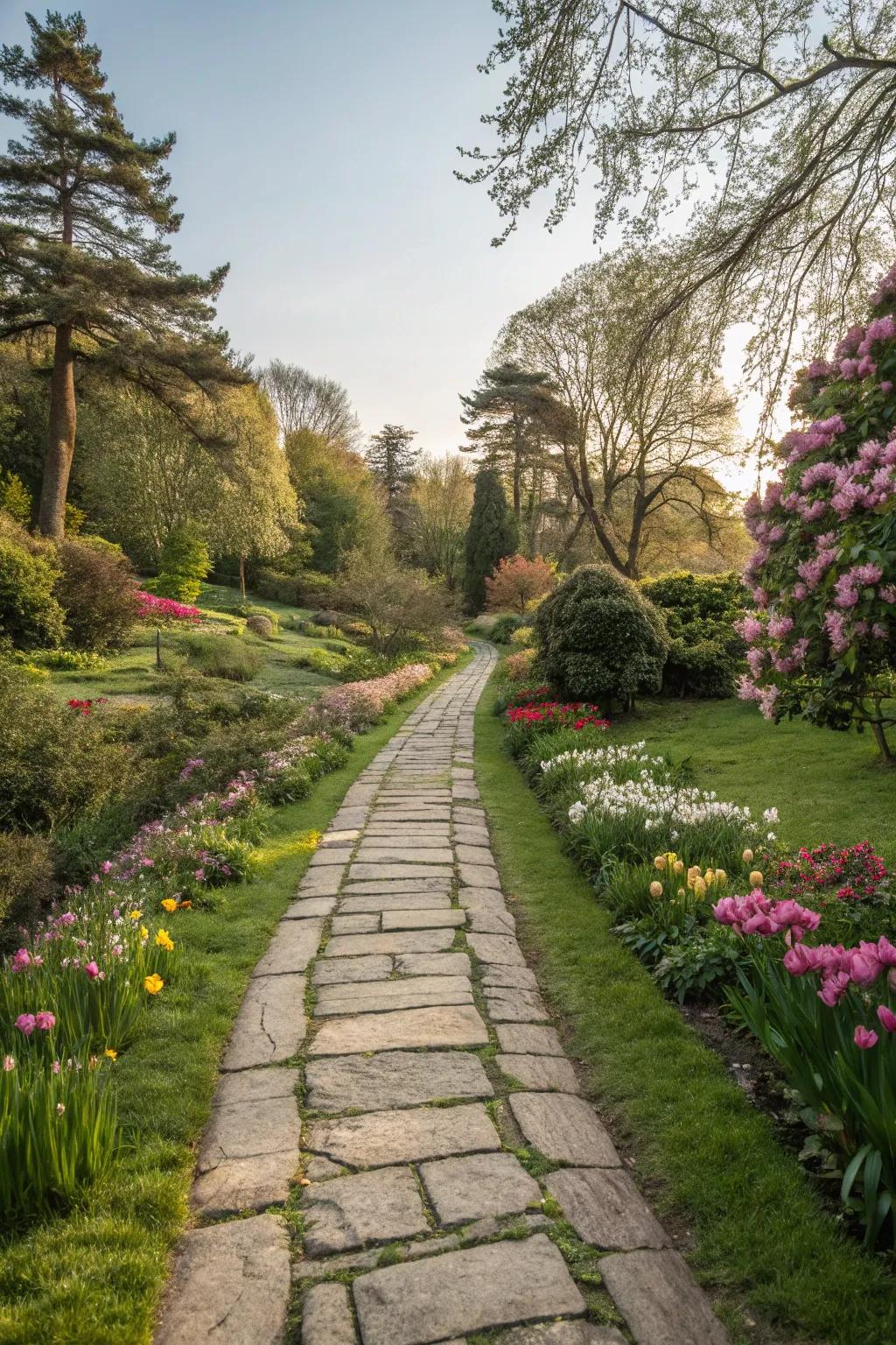 Stone pathways guide you through the garden, sparking exploration and discovery.