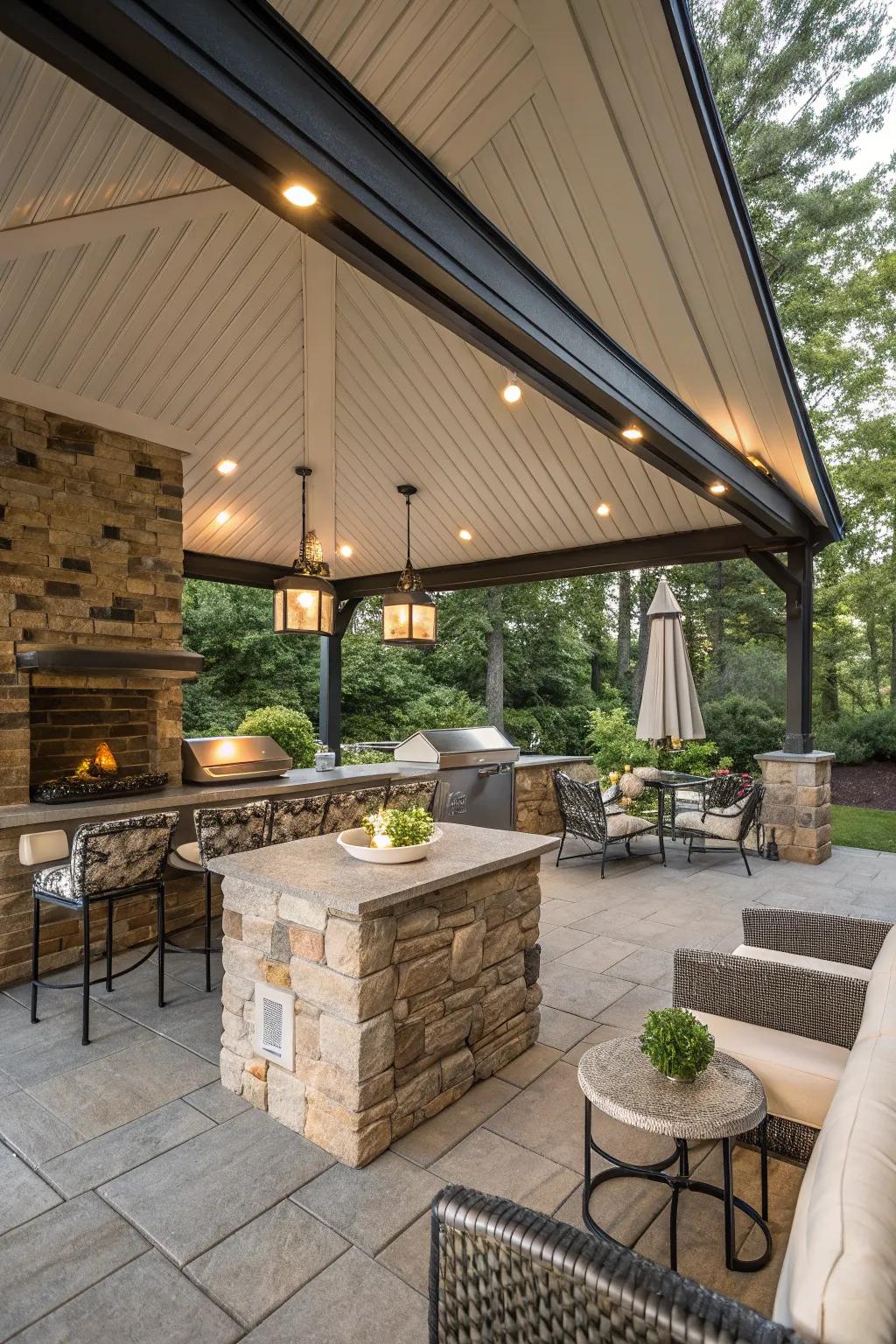 A protected grilling space ready for action irrespective of weather conditions.