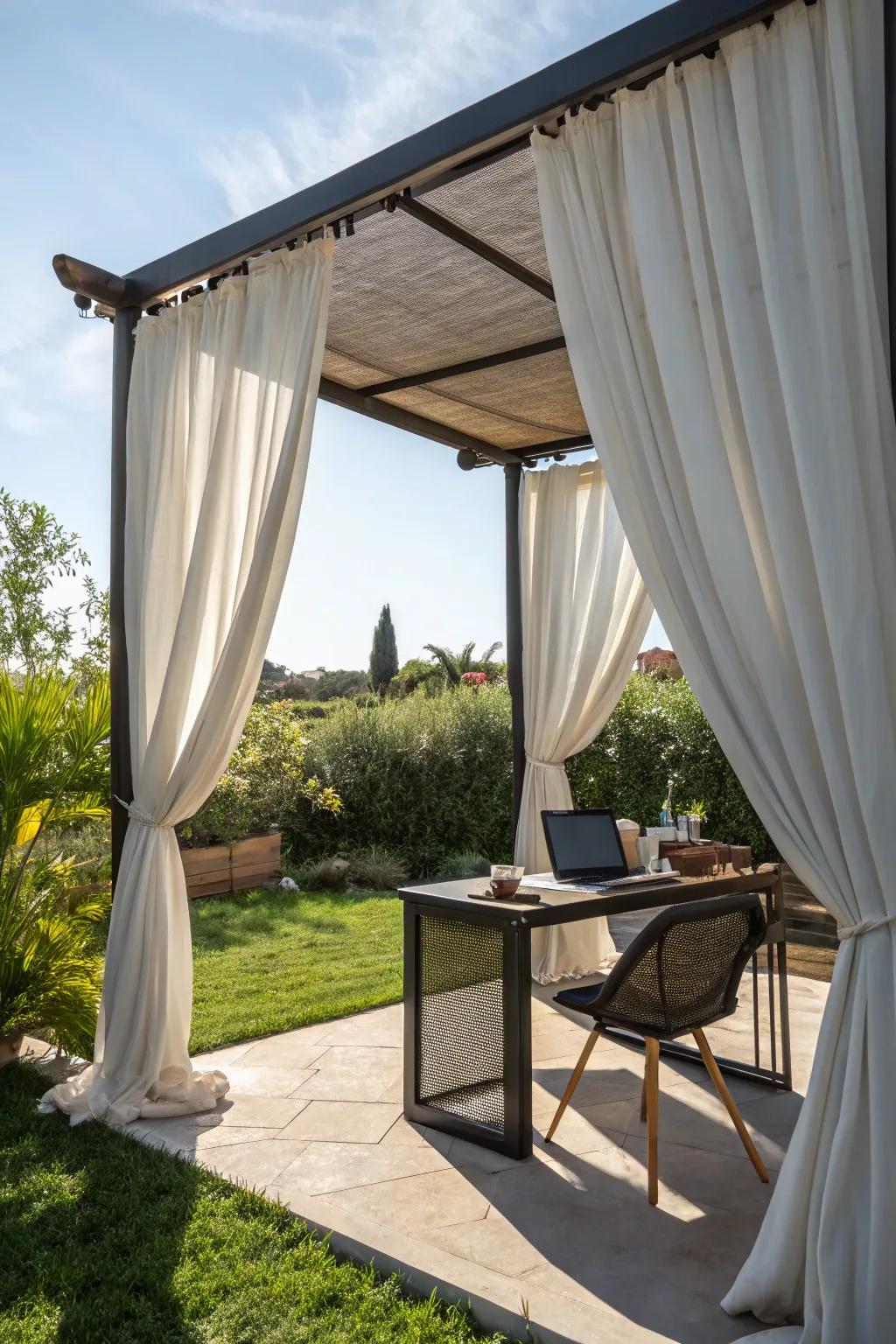 Outdoor curtains include a stylish visual and seclusion.