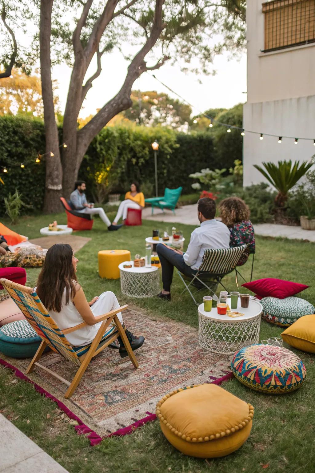 Construct a comfortable and inviting seating zone for attendees.