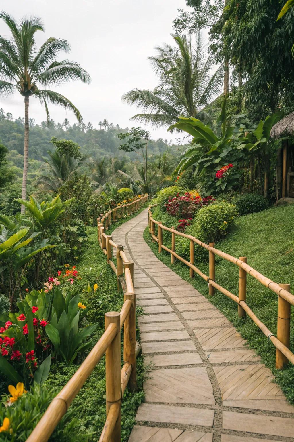 Bamboo boundaries offer an eco-friendly, exotic detail to routes.