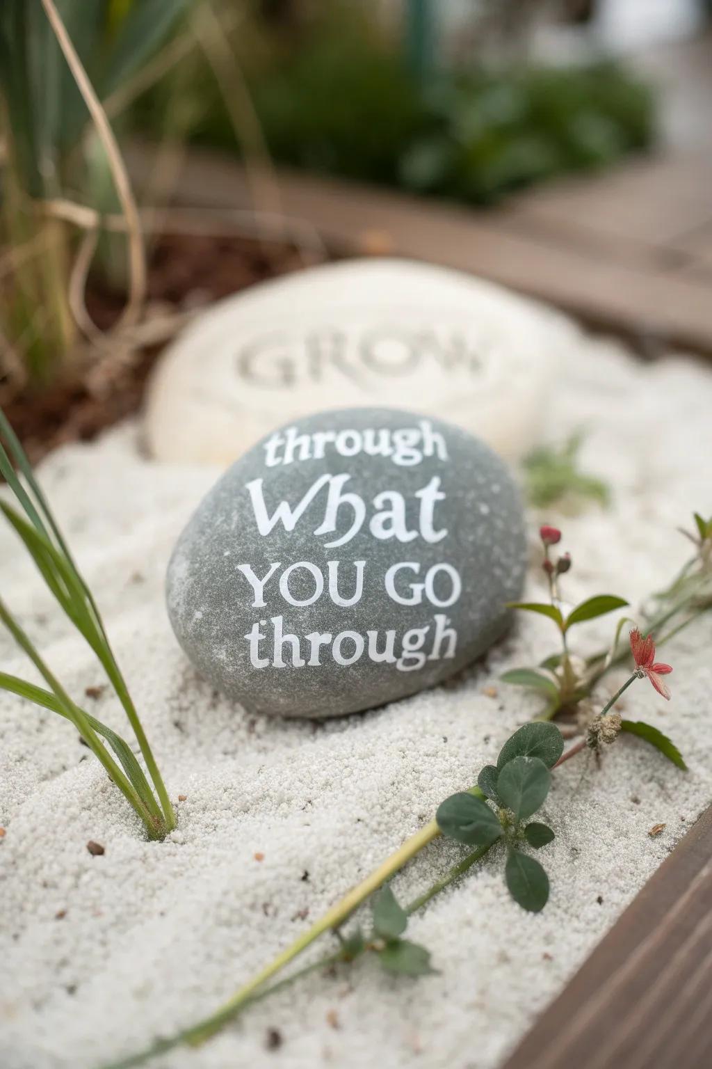Find inner strength and motivation by nature's plainness using this beautifully designed rock mantra.