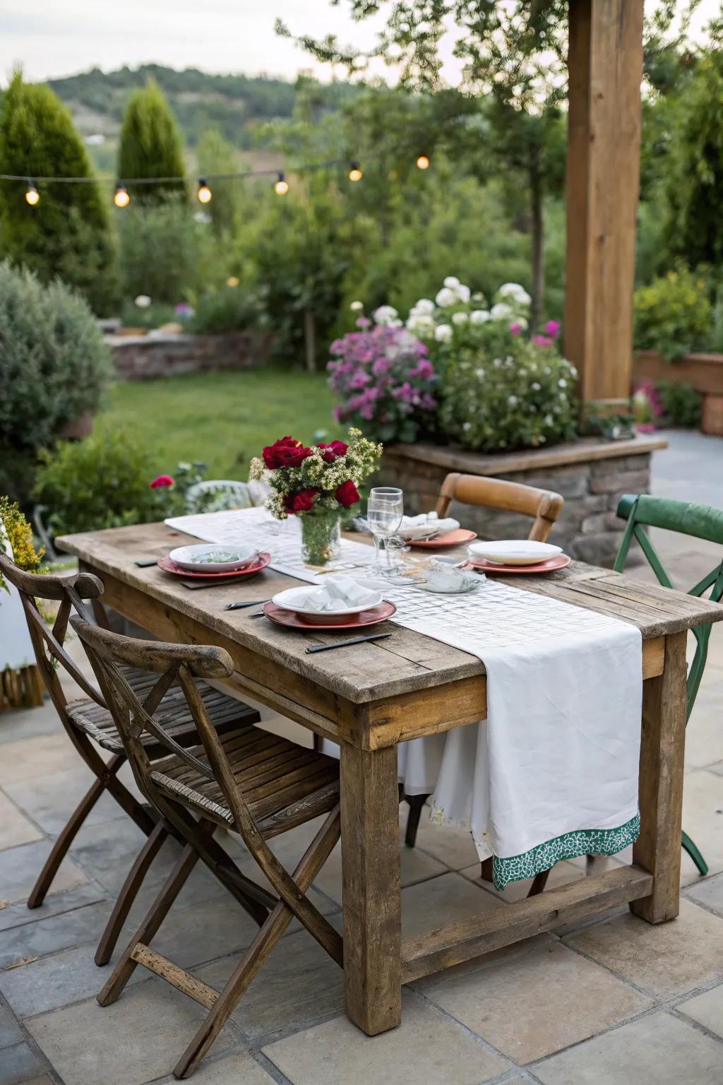 An attractive chow setup ideal for open-air meals.