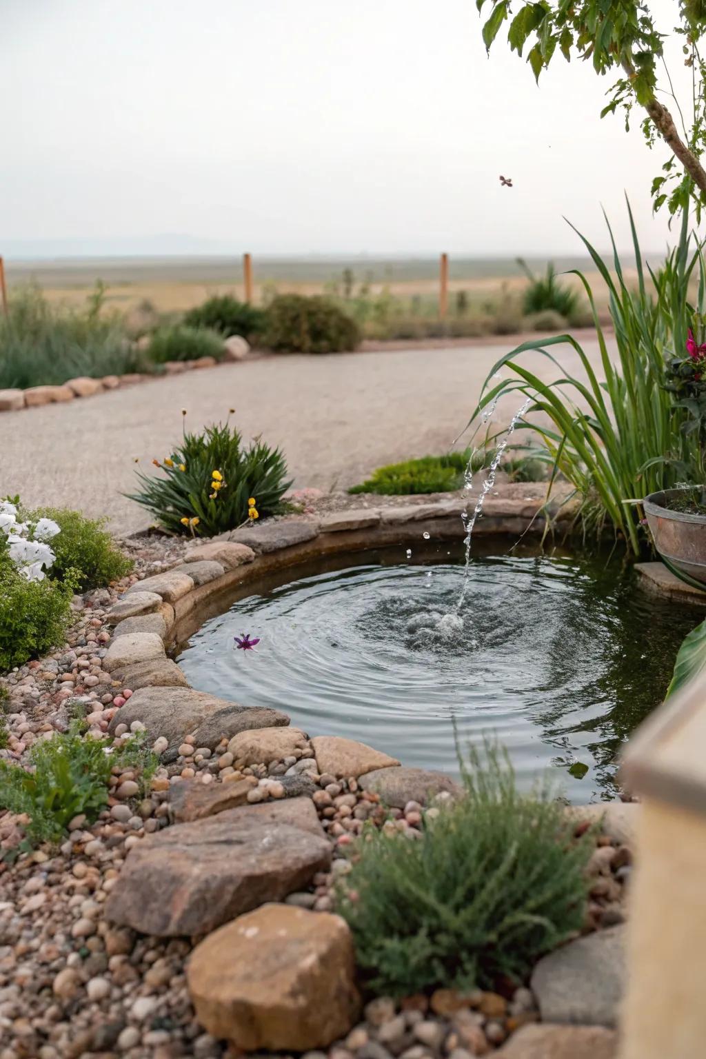 Bring tranquility with a stone water feature.