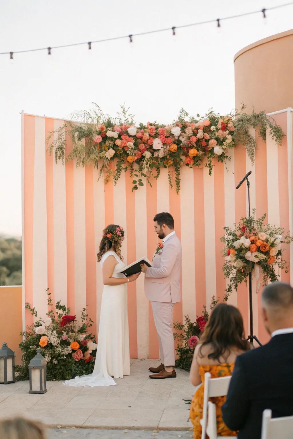 Remarkable peach backdrop that upgrades your ceremonial formation.