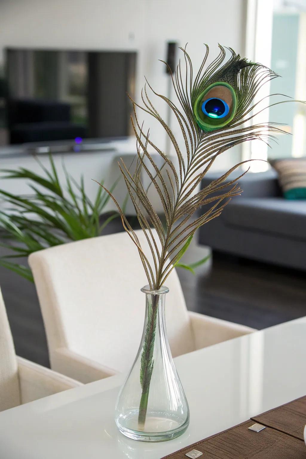 Minimalist sophistication with one avian plume.