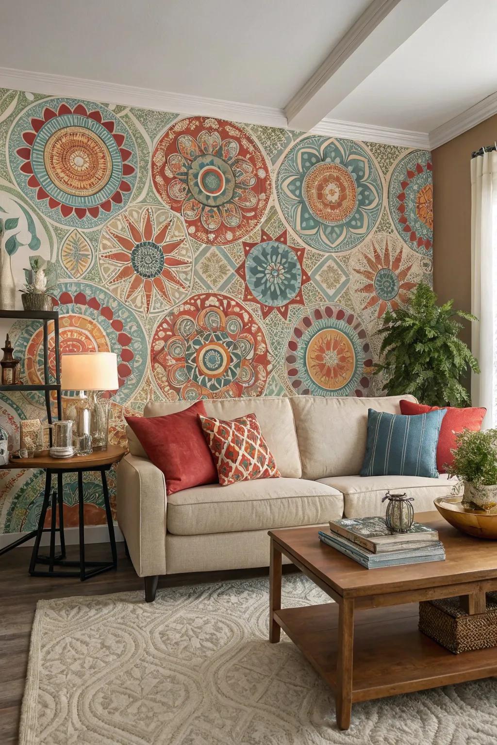 Create a statement using strong and stunning wallpaper designs.
