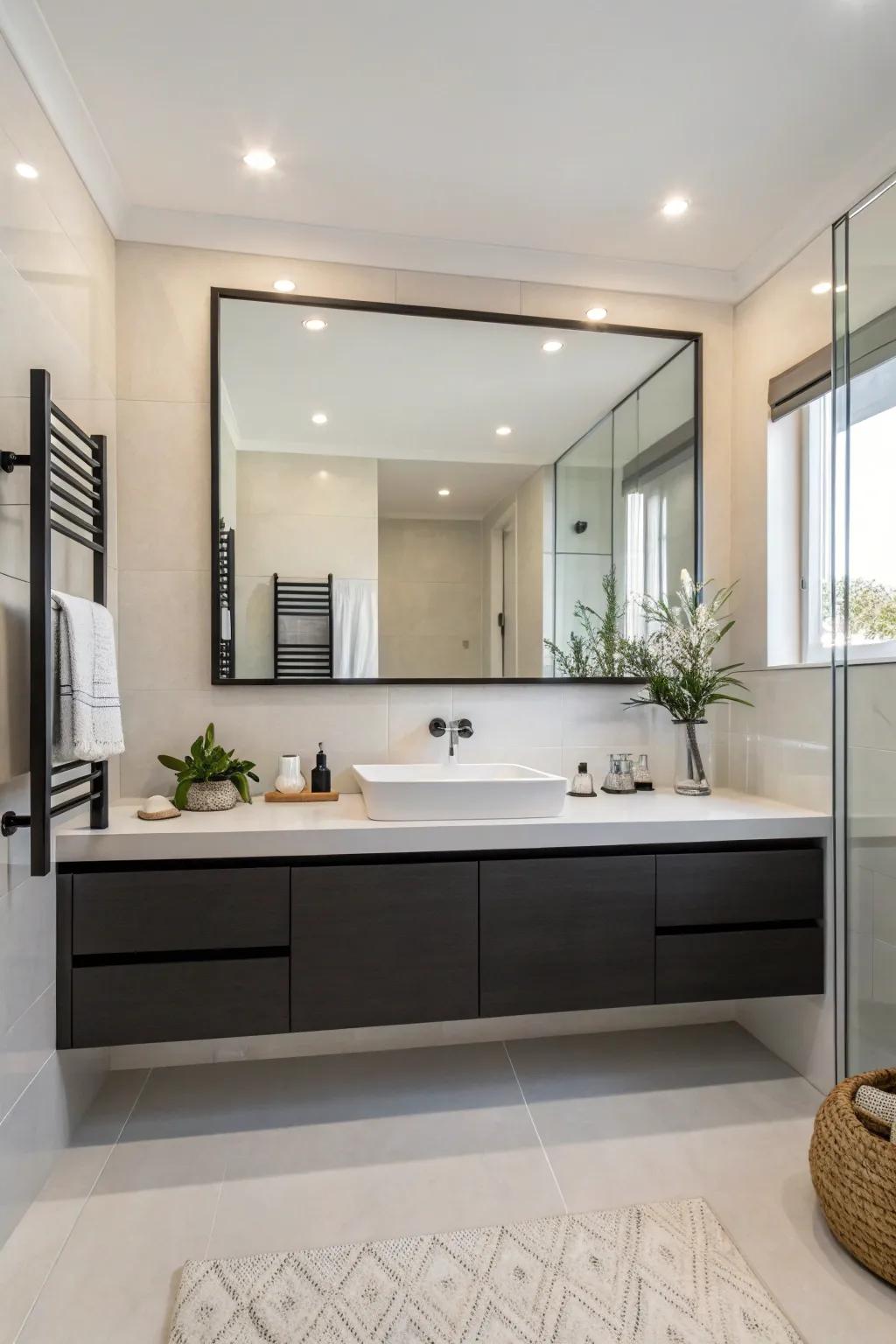 Floating vanities offer a streamlined, space-saving option.