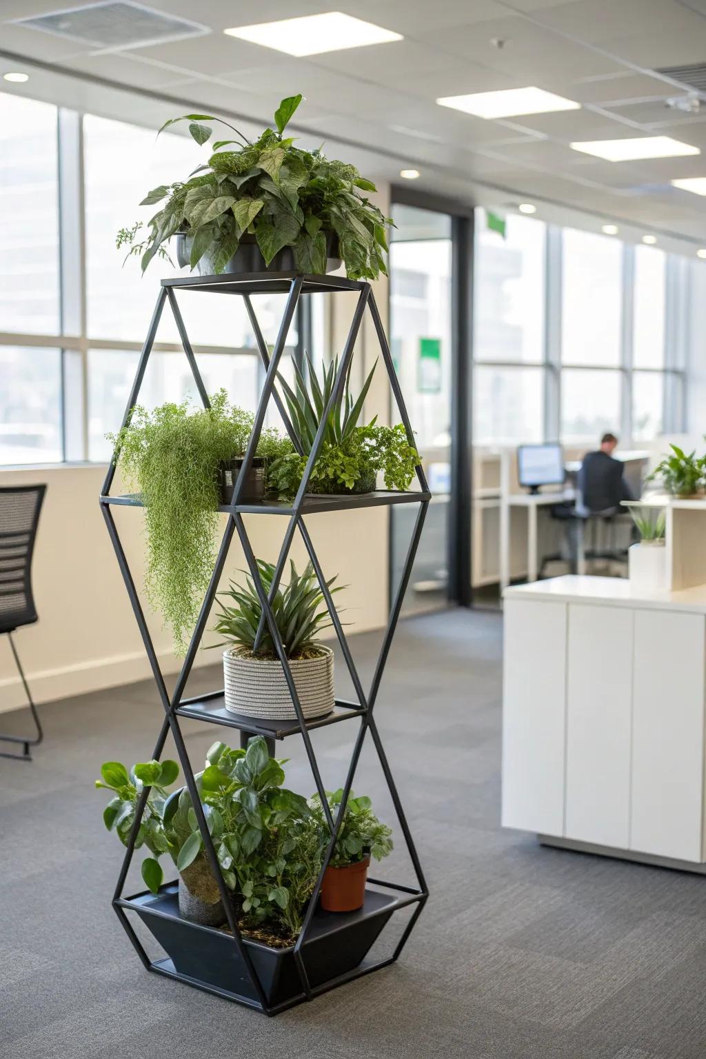 Contribute architectural intrigue with geometric plant stands.